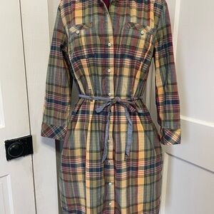 Plaid Belted Shirt Dress